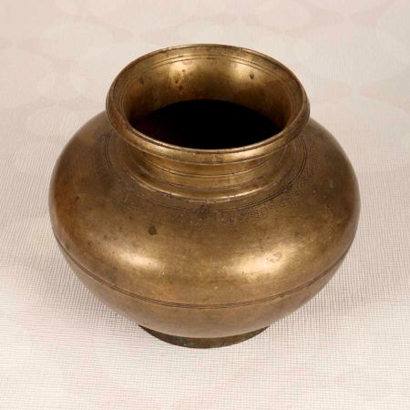 Plain Brown Finish Brass Holy Water Pot for Rituals