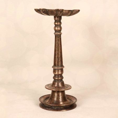 Traditional Sturdy Brass Oil Lamp with 7 Jyots for Prayer Room