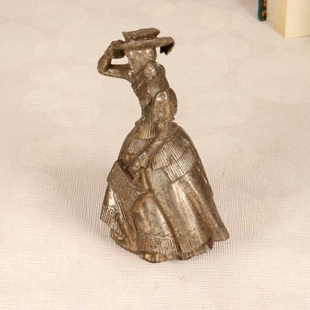 Premium Metal Standing Lady Statue in Silver Finish for Decor