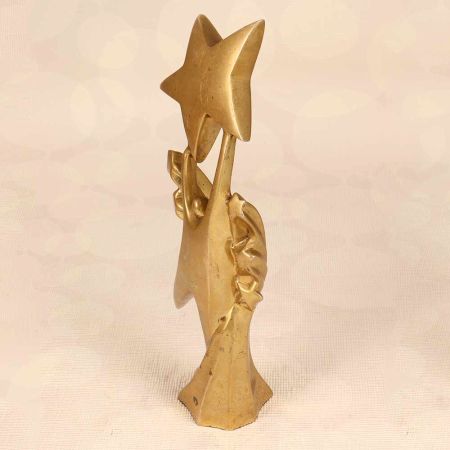 Handmade Golden Colour Finish Brass Trophy in Folk Art