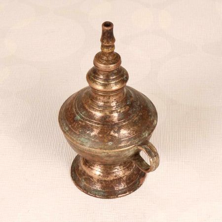 Gujarati Art Vintage Brass Oil Lamp for Prayer Room