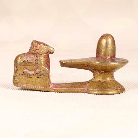 Handmade Finest Brass Nandi and Shiva Lingam for Prayer Room