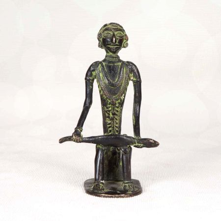 Handmade Tribal Art Brass Man Figure Statue in Bastar Art