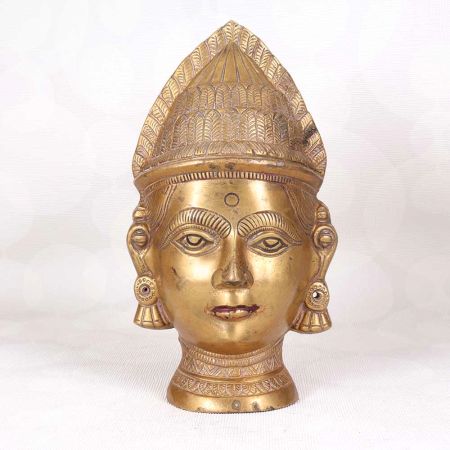 High-Quality Holy Brass Gauri Head Statue in Brown Finish