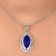 92.5 Sterling Silver Pendant Marquise Shaped Blue Tourmaline Gemstone Pendant
