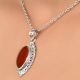92.5 Sterling Silver Red Carnelian Pendant Marquise Delicate Wedding Gift
