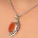 92.5 Sterling Silver Pendant Frame Studded With Red Carnelian Stone