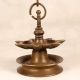 Northern Indian Hanging Brass Oil Lamp with Chain for Prayer Room
