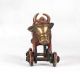 Handcrafted Brown Finish Bull on Four Wheels Made of Brass