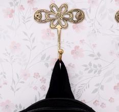 Single Brass Flower Wall Mounted Hook In Antique Finish