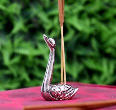 Silver Brass Swan Decorative Incense Holder Paper weight