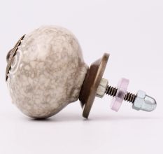 White Round Crackle Cream Dresser Knob