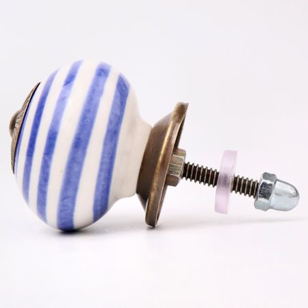Navy Blue Striped Knob