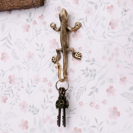 Golden Brass Lizard Wall Hook