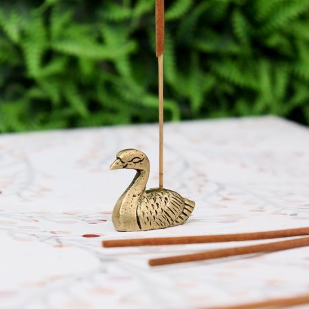 Antique Golden Brass Mini Duck Agarbatti Holder Stand