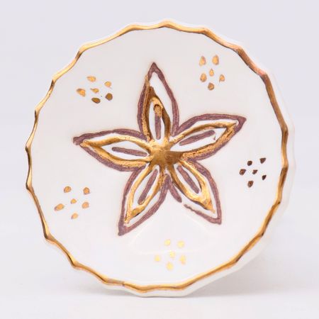 Golden Flower Ceramic Kitchen Cabinet Knob