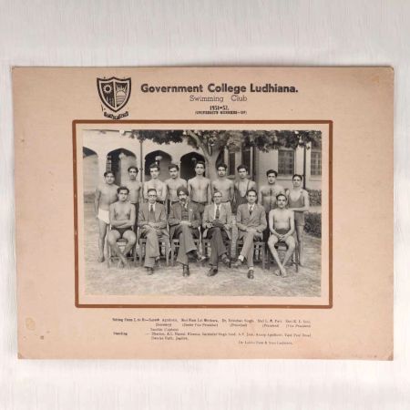 Vintage Paper Photograph of Swimming Club Govt. College Ludhiana