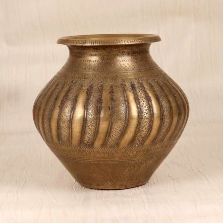 Rajasthani Art Finest Brass Holy Water Pot for Flower Decoration