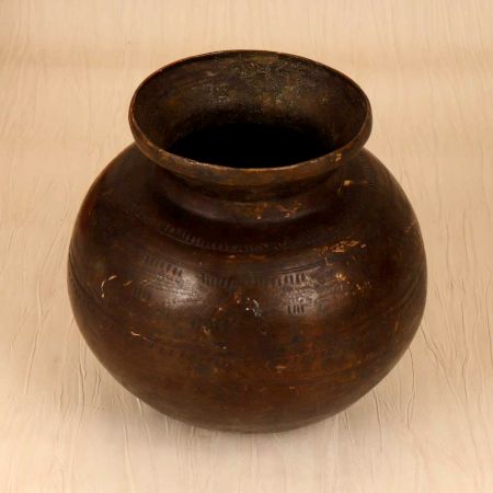 Dark Finish Engraved Holy Water Pot Made of Finest Brass