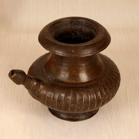 Central Indian Art Holy Brass Water Pot with Spout for Rituals