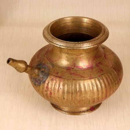 Handmade Finest Brass Holy Water Pot with Spout from Central India