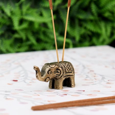 Brass Gold Elephant Incense Holder Stand