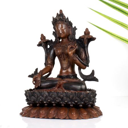 Vintage Copper Goddess Tara Statue in Tibetan Art