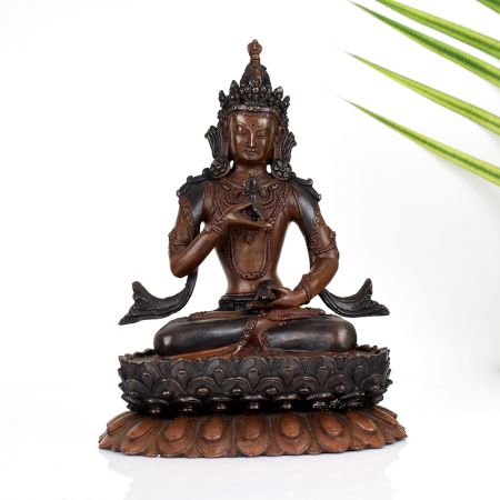 Handmade Buddhist Deity Vajrasattva Copper Statue in Tibetan Art
