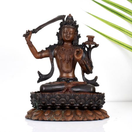 Goddess Manjushri Buddhist Deity Copper Statue in Tibetan Art