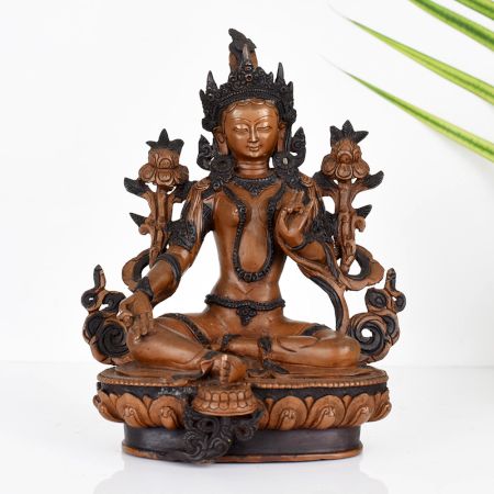 Handcrafted Buddhist Deity Goddess Green Tara Copper Statue