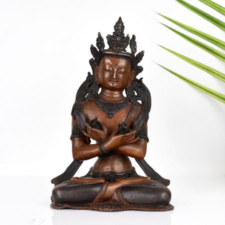 Vintage Tibetan Buddhist Deity Copper Statue for Prayer Room