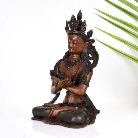 Vintage Tibetan Buddhist Deity Copper Statue for Prayer Room