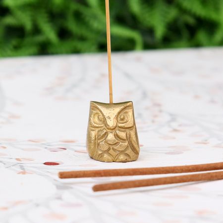 Golden Brass Owl Incense Stick Holder