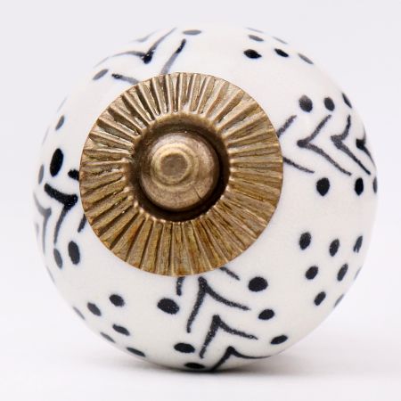 6 Pieces White Black Dots Leaf Cabinet Knobs
