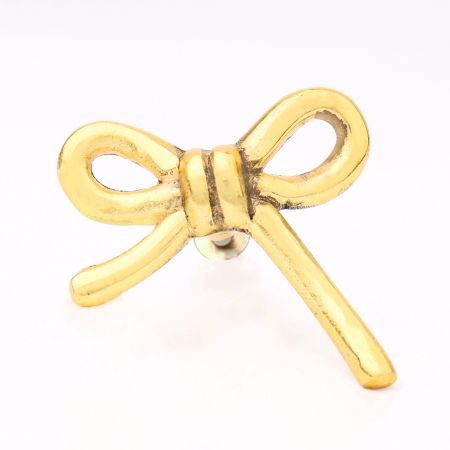 Gold Metal Bow Dresser Knobs-6 Pieces