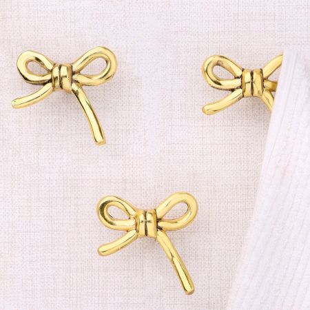 Gold Metal Bow Wall Hooks-3 Pieces