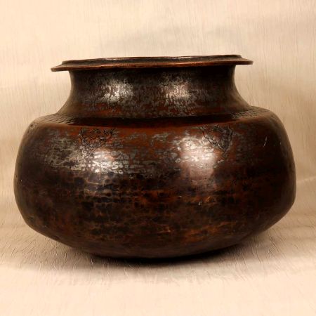 Islamic Art Handcrafted Copper Pot in Vintage Finish for Decor