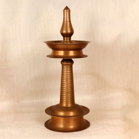 Elegant Brown South Indian Oil Lamp Made of Finest Brass