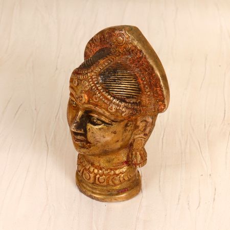 Brown Finish Traditional Brass Gauri Head Statue for Prayer Room
