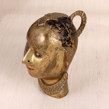 Traditional Brown Brass Gauri Head Statue for Temple