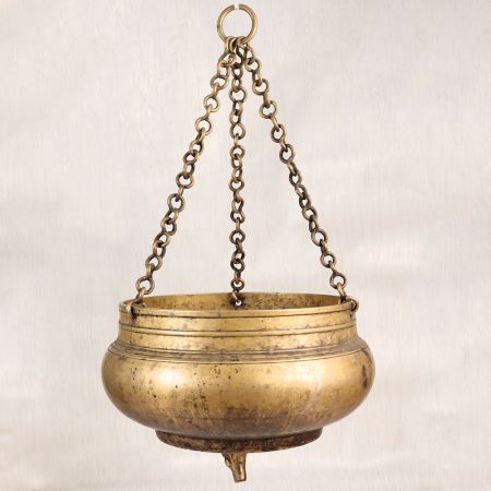 Traditional Nandi Hanging Pot Made of Brass for Temple