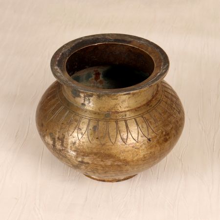 Engraved Traditional Gujarati Holy Water Pot Made of Brass