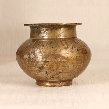 Engraved Traditional Gujarati Holy Water Pot Made of Brass