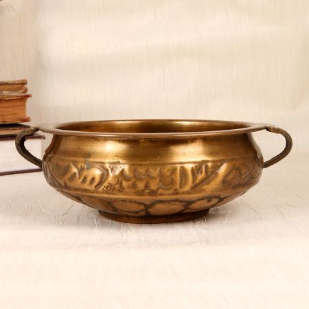 Handcrafted Engraved Finest Brass Urli in Vintage Finish