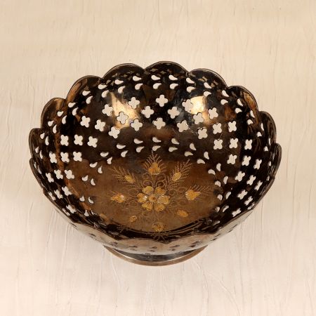 Beautiful Jali Work Brass Fruit Bowl for Home Decoration