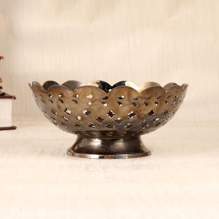 Beautiful Jali Work Brass Fruit Bowl for Home Decoration