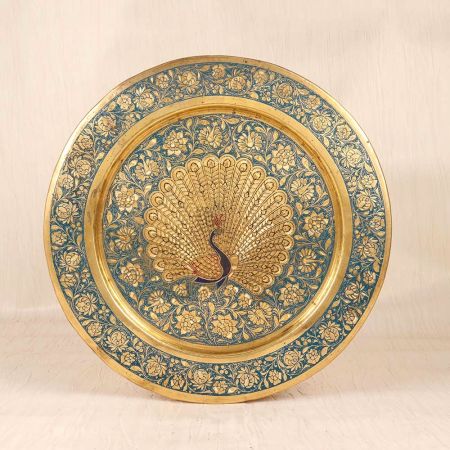 Handmade Beautiful Brass Peacock Plate for Hanging