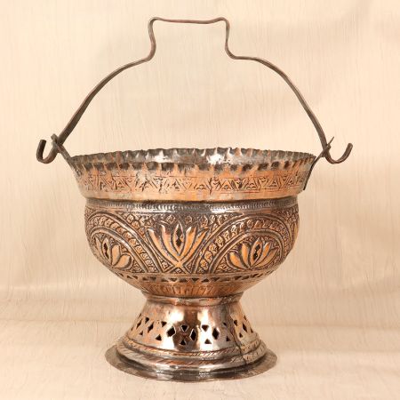 Handmade Beautiful Copper Bucket with Handle for Decoration