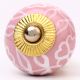 Pink Etched Flower Knob