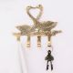 Handmade Two Brass Swan with 4 Hooks Crafted Key Holder